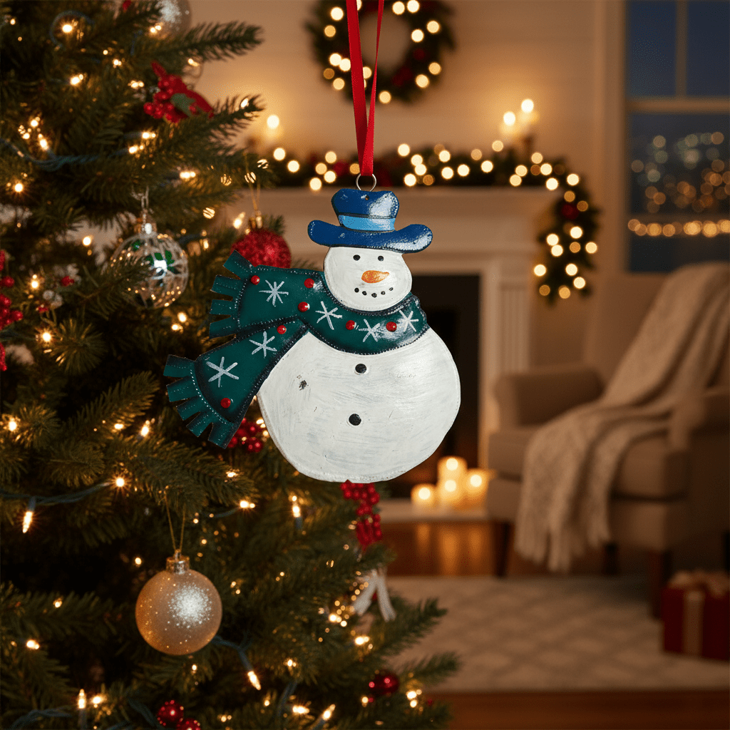Painted Snowman & Scarf Ornament - Che Cose Belle