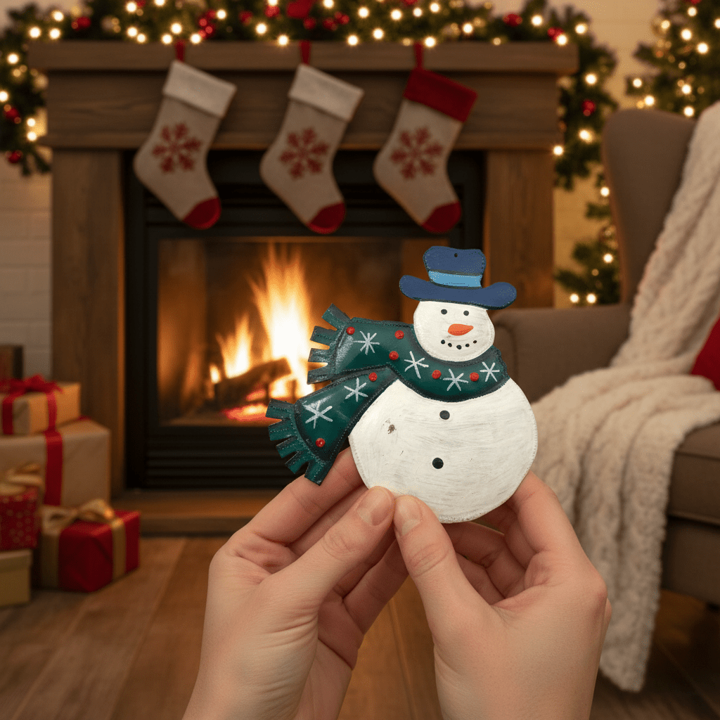 Painted Snowman & Scarf Ornament - Che Cose Belle