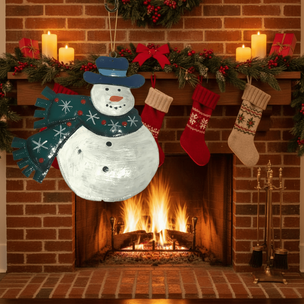 Painted Snowman & Scarf Ornament - Che Cose Belle