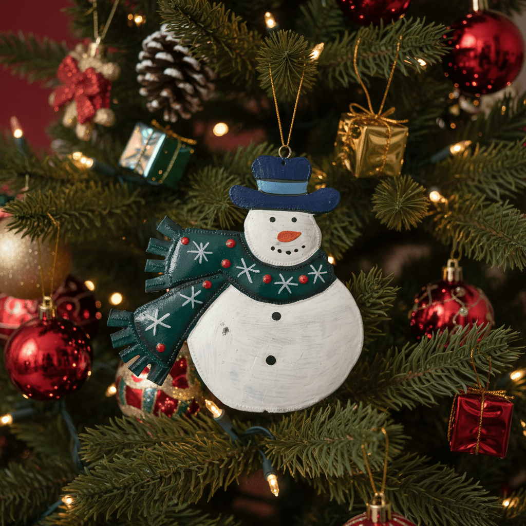 Painted Snowman & Scarf Ornament - Che Cose Belle