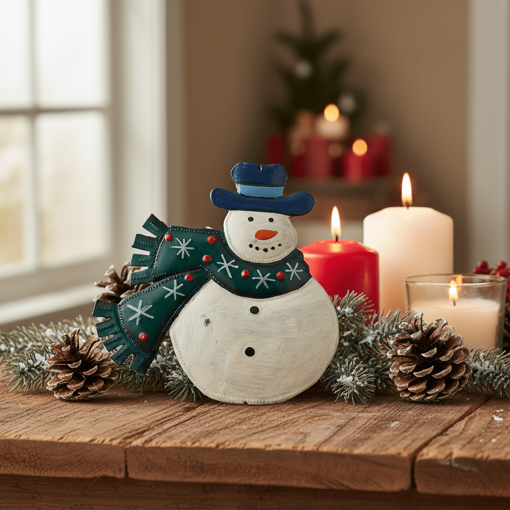 Painted Snowman & Scarf Ornament - Che Cose Belle