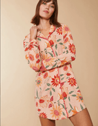 Pajama Sleep Shirt Botanic Garden Boho Floral Peach - Che Cose Belle