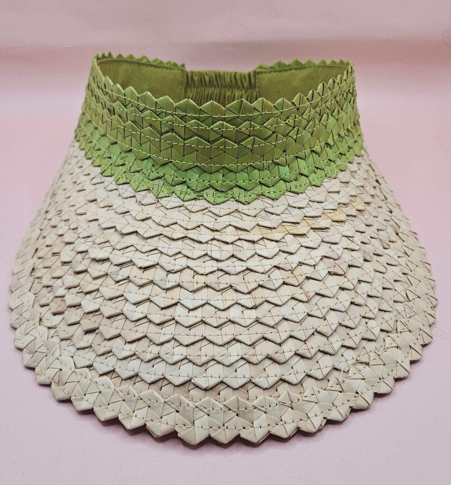 Palm Leaf Visor – Colorful Summer Straw Hat with Elastic Band | Lightweight Sun Protection - Che Cose Belle