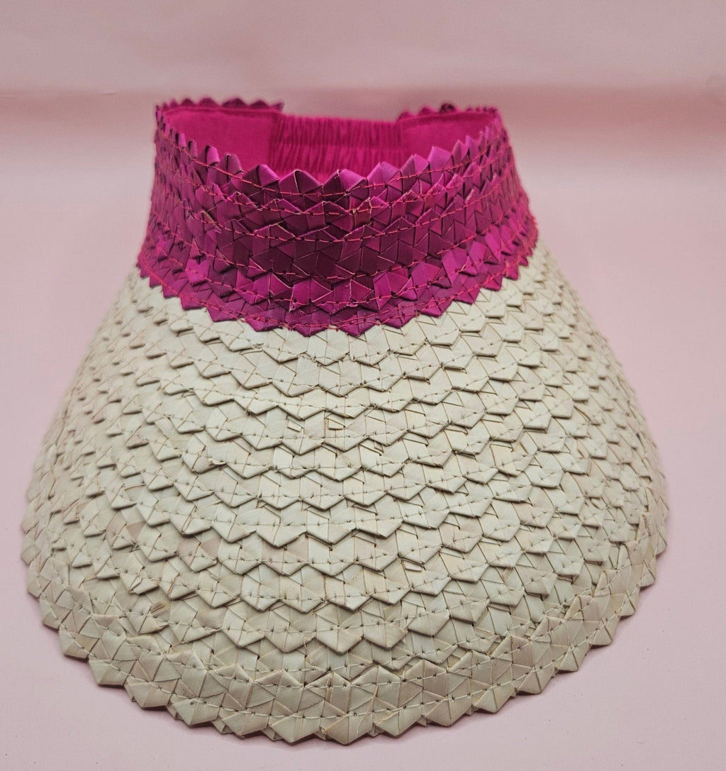 Palm Leaf Visor – Colorful Summer Straw Hat with Elastic Band | Lightweight Sun Protection - Che Cose Belle