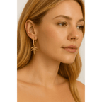 Palm Tree Hoop Earrings – Gold or Silver with Cubic Zirconia - Che Cose Belle