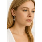 Palm Tree Hoop Earrings – Gold or Silver with Cubic Zirconia - Che Cose Belle