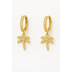 Palm Tree Hoop Earrings – Gold or Silver with Cubic Zirconia - Che Cose Belle