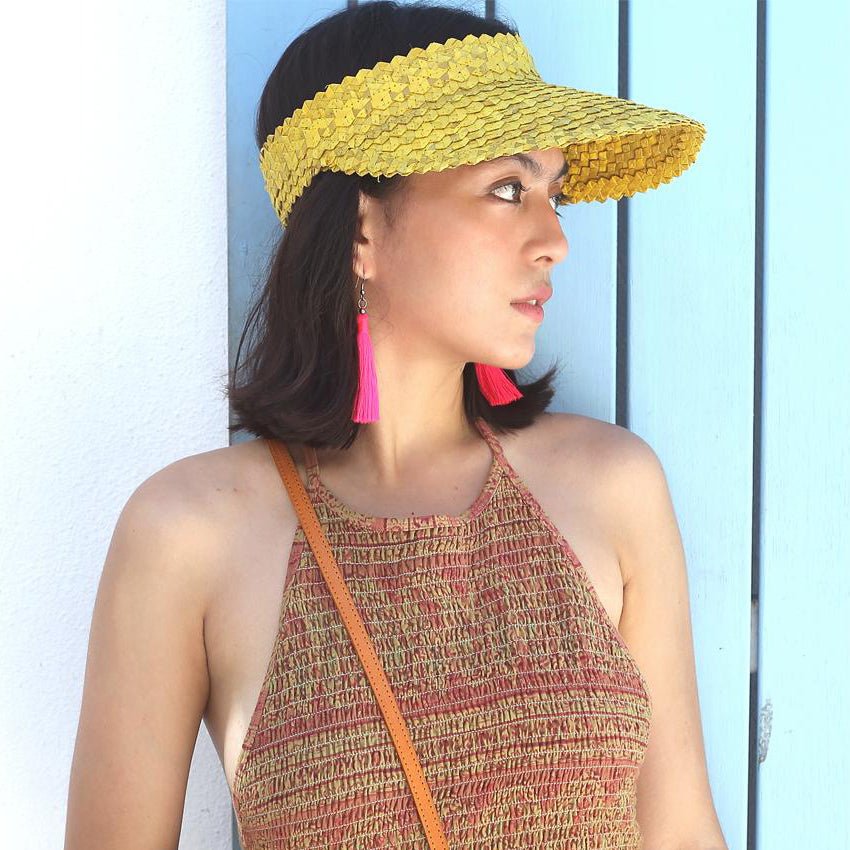 Palm Visor Hat In Turmeric Yellow - Che Cose Belle