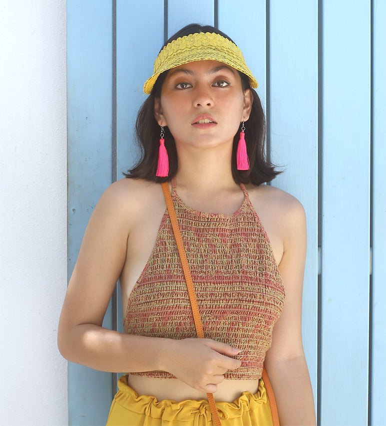 Palm Visor Hat In Turmeric Yellow - Che Cose Belle