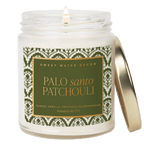 Palo Santo Patchouli Soy Candle - Clear Patterned Jar - 9 oz - Che Cose Belle