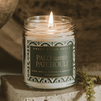 Palo Santo Patchouli Soy Candle - Clear Patterned Jar - 9 oz - Che Cose Belle