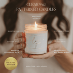 Palo Santo Patchouli Soy Candle - Clear Patterned Jar - 9 oz - Che Cose Belle