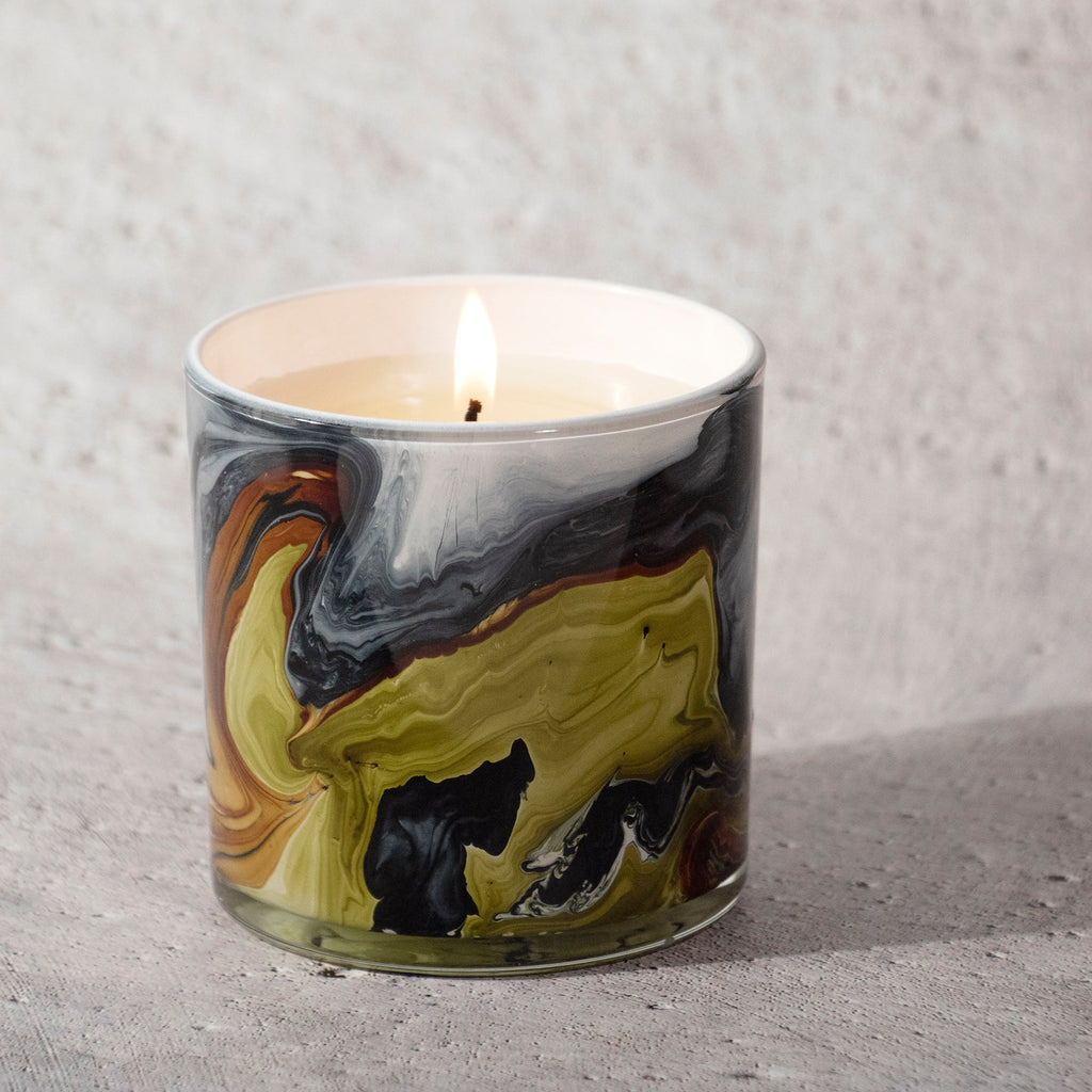 Palo Santo & Rose 14 oz. Swirl Glass Candle - Che Cose Belle