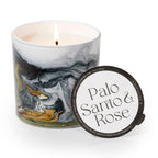 Palo Santo & Rose 14 oz. Swirl Glass Candle - Che Cose Belle