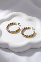 Paloma Waterproof Two-Tone Chunky Rope Hoop Earring - Che Cose Belle