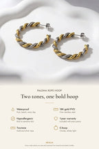 Paloma Waterproof Two-Tone Chunky Rope Hoop Earring - Che Cose Belle