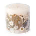 Paperwhite & Fauna Pressed Flower Pillar Candle - Che Cose Belle