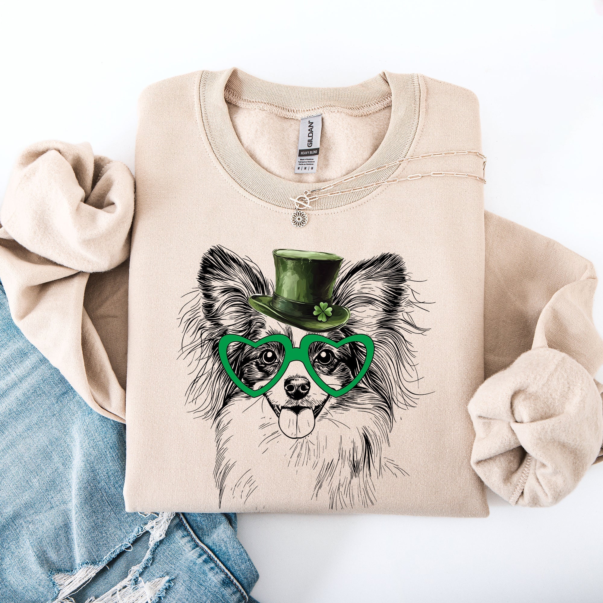 Papillon, Adorable Dog, St Patrick's Day, Lucky, Irish Sweatshirt - Che Cose Belle