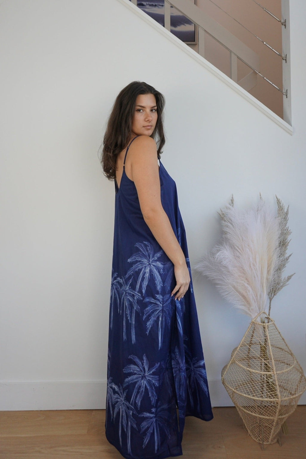 Pasha Maxi Dress - Navy Palm Shibori - Che Cose Belle