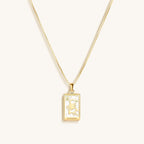 Passionate Devotion - White Enamel Scorpio Card Necklace - Che Cose Belle