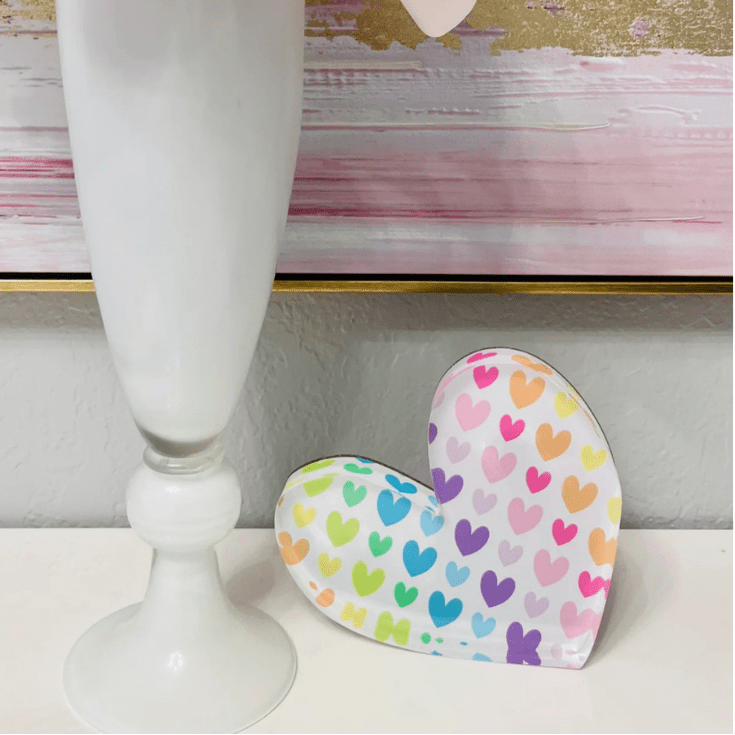 Pastel Rainbow Acrylic Heart Block - Che Cose Belle
