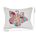 Patience Butterfly Love Letters Hand-Embroidered Pillow - Available in Pink or Blue by CatStudio - Che Cose Belle