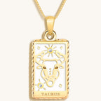 Patient Progress - White Enamel Taurus Card Necklace - Che Cose Belle