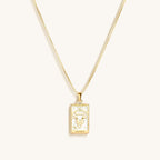 Patient Progress - White Enamel Taurus Card Necklace - Che Cose Belle