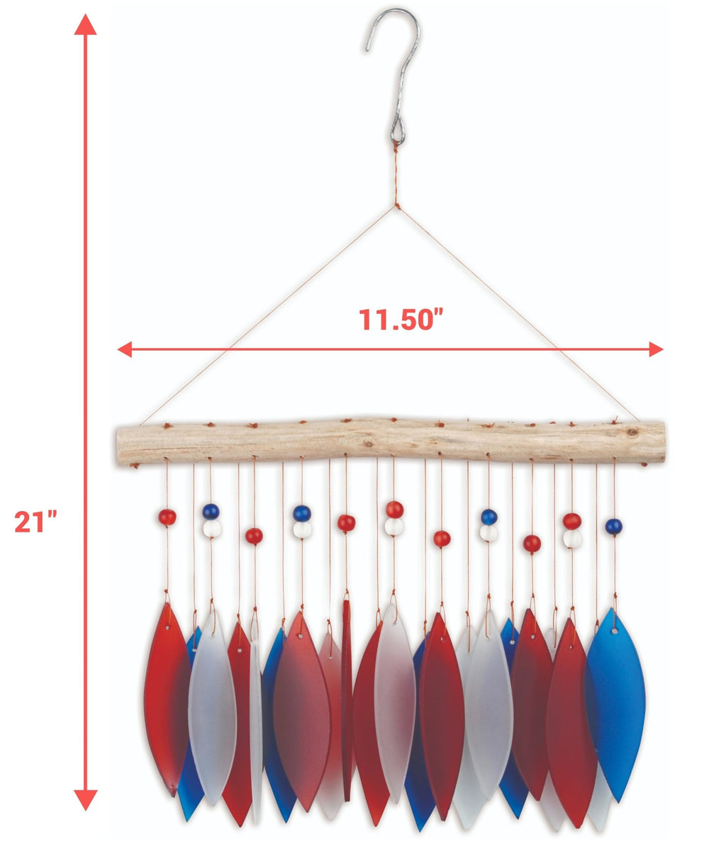 Patriotic Feather Sea Glass Wind Chime - Che Cose Belle