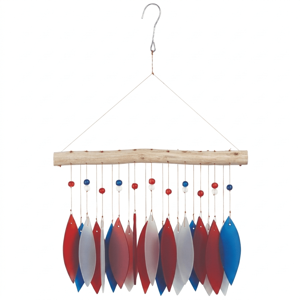 Patriotic Feather Sea Glass Wind Chime - Che Cose Belle