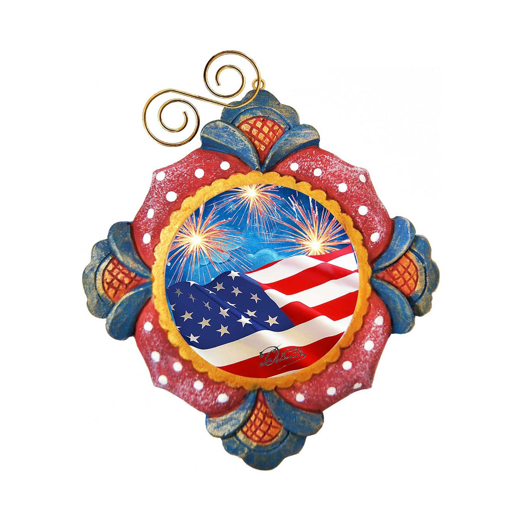 Patriotic Fireworks Sculpted Hand-Painted Christmas Ornament by G. DeBrekht - American Christmas Decor - 6103403 - Che Cose Belle