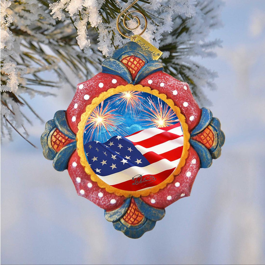Patriotic Fireworks Sculpted Hand-Painted Christmas Ornament by G. DeBrekht - American Christmas Decor - 6103403 - Che Cose Belle
