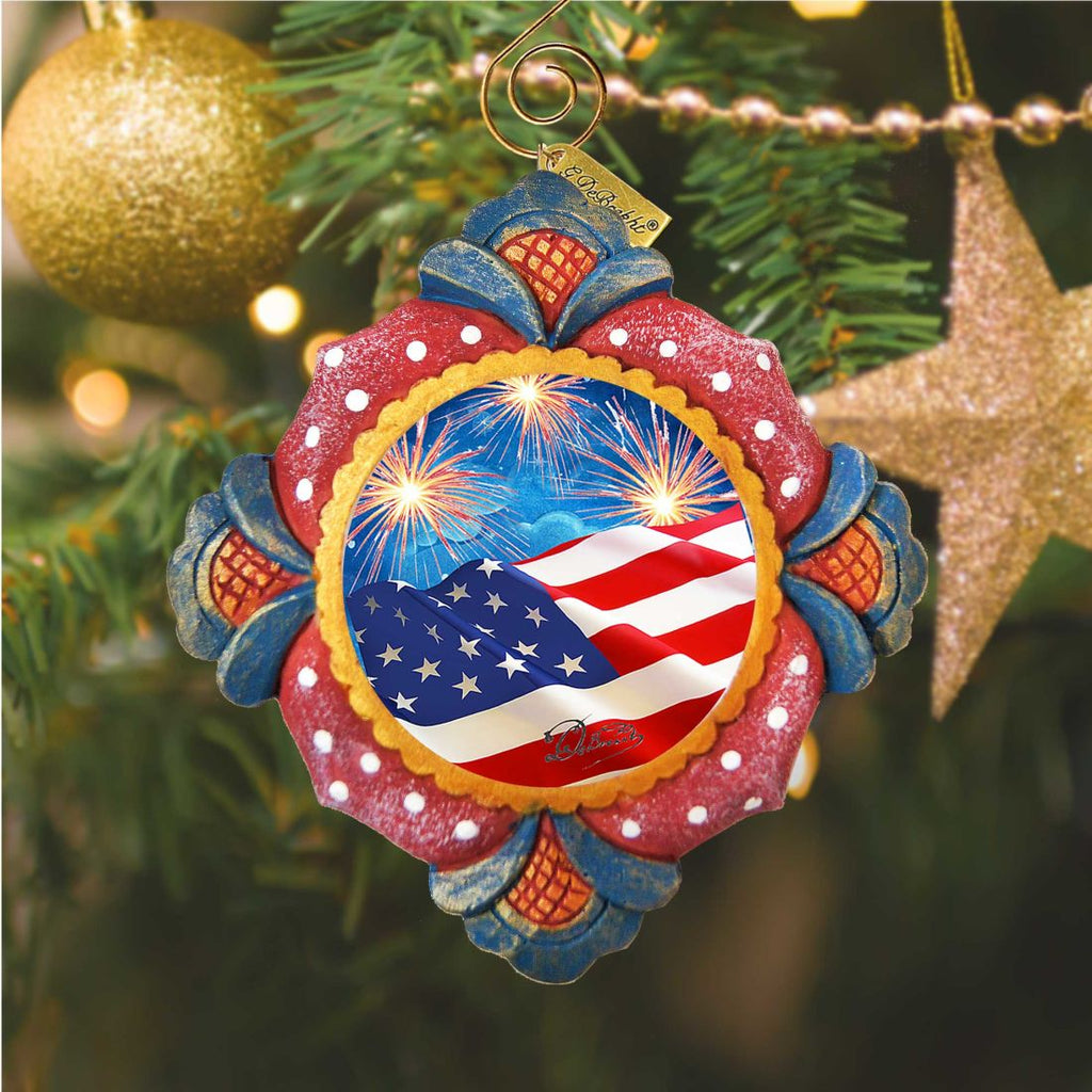 Patriotic Fireworks Sculpted Hand-Painted Christmas Ornament by G. DeBrekht - American Christmas Decor - 6103403 - Che Cose Belle