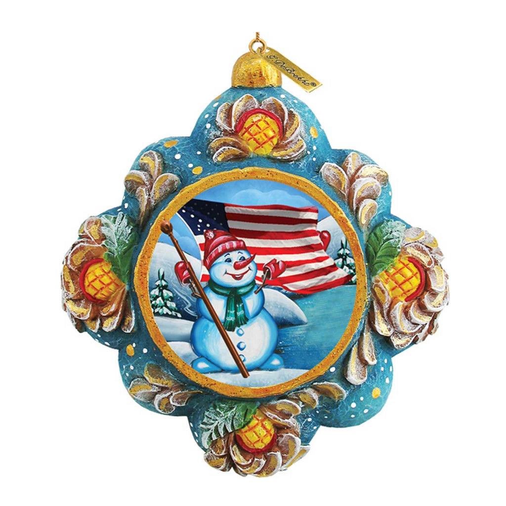 Patriotic Snowman Sculpted Hand-Painted Christmas Ornament by G. DeBrekht - American Christmas Decor - 6103404 - Che Cose Belle