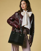 Patrizia (black) - Italian calf leather women's handbag (with shoulder strap) - Che Cose Belle