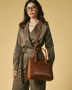 Patrizia (brown) - Italian calf leather womens handbag (with shoulder strap) - Che Cose Belle