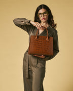Patrizia (brown) - Italian calf leather womens handbag (with shoulder strap) - Che Cose Belle