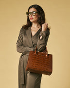 Patrizia (brown) - Italian calf leather womens handbag (with shoulder strap) - Che Cose Belle