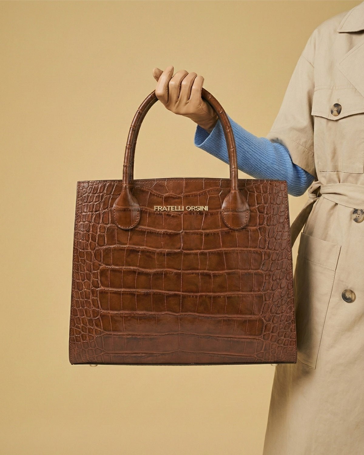 Patrizia (brown) - Italian calf leather womens handbag (with shoulder strap) - Che Cose Belle