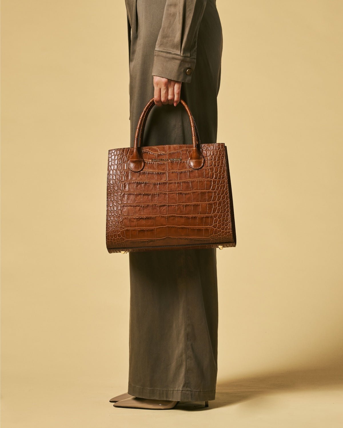 Patrizia (brown) - Italian calf leather womens handbag (with shoulder strap) - Che Cose Belle