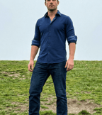 Paul// Cotton Knit - Stretch Button - Up Shirt With Contrast Details // Navy // Tailored Fit (Fitted) - Che Cose Belle