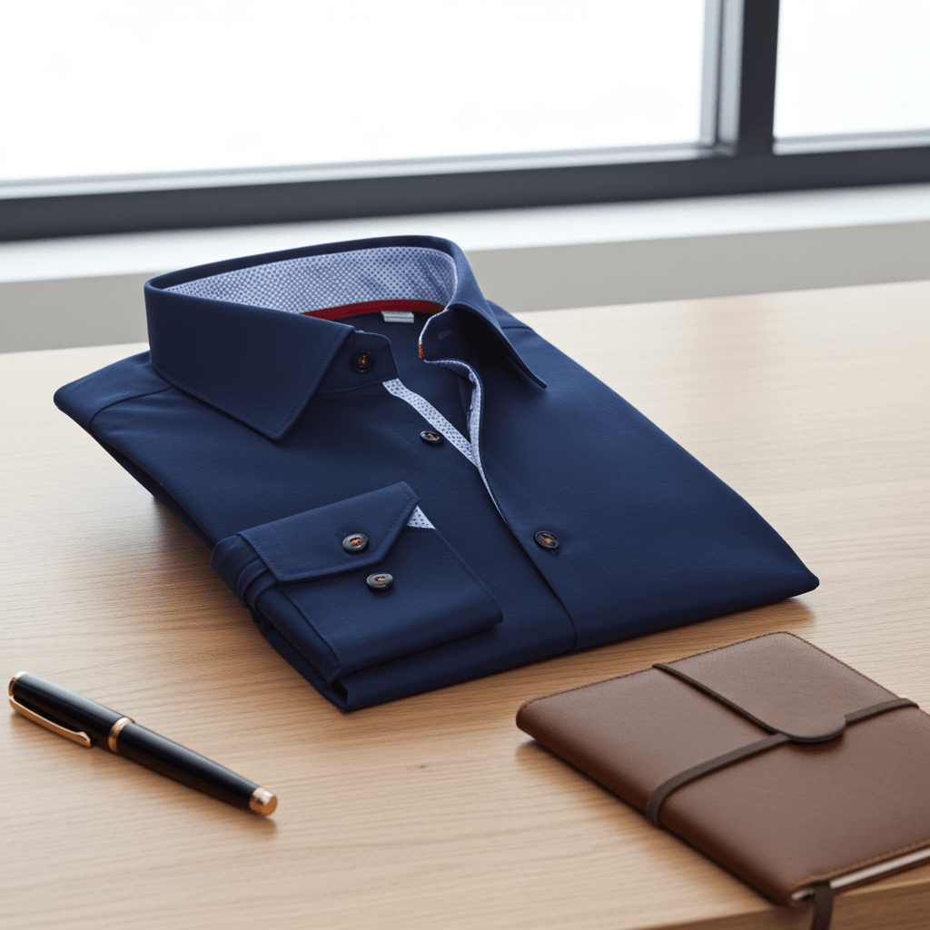 Paul// Cotton Knit - Stretch Button - Up Shirt With Contrast Details // Navy // Tailored Fit (Fitted) - Che Cose Belle