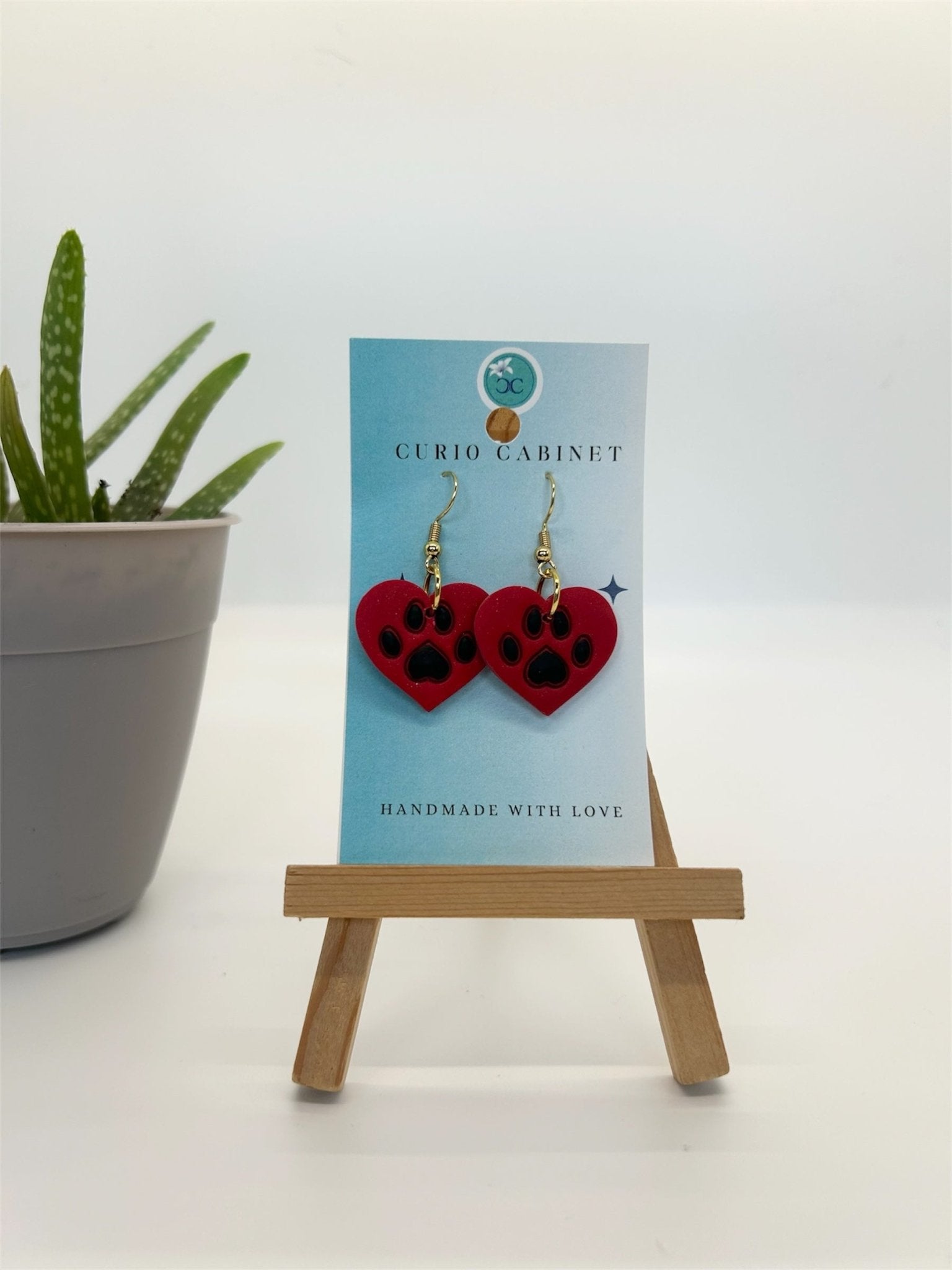 Paw Print Hearts - Polymer Clay Earrings - Che Cose Belle