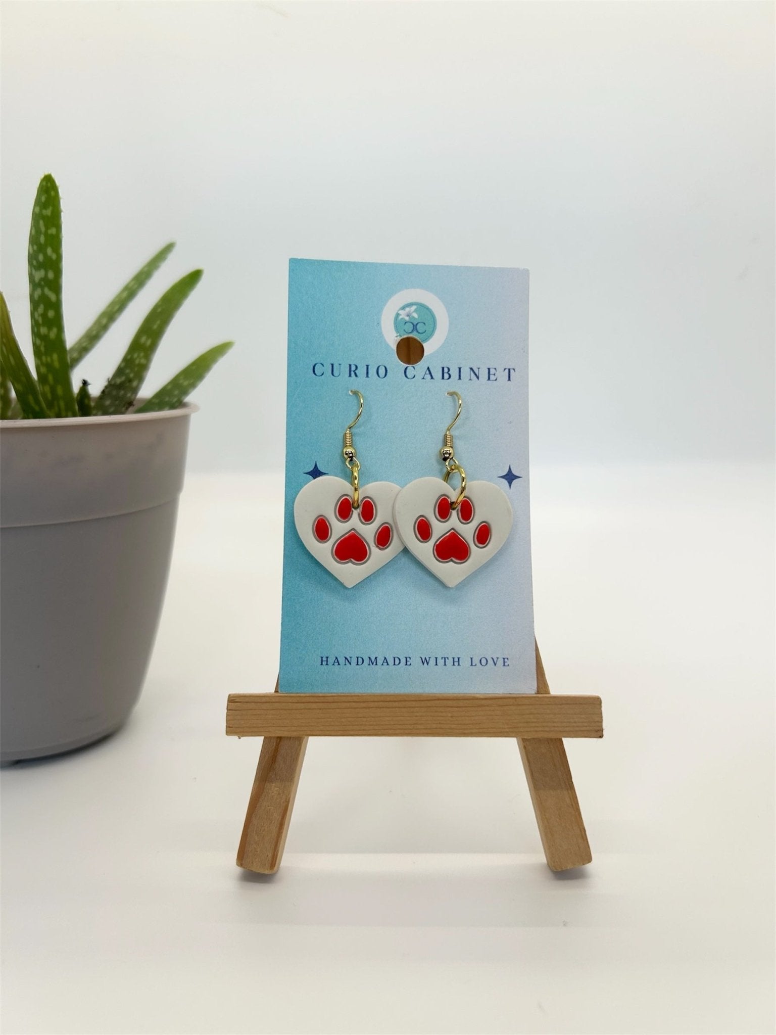 Paw Print Hearts - Polymer Clay Earrings - Che Cose Belle