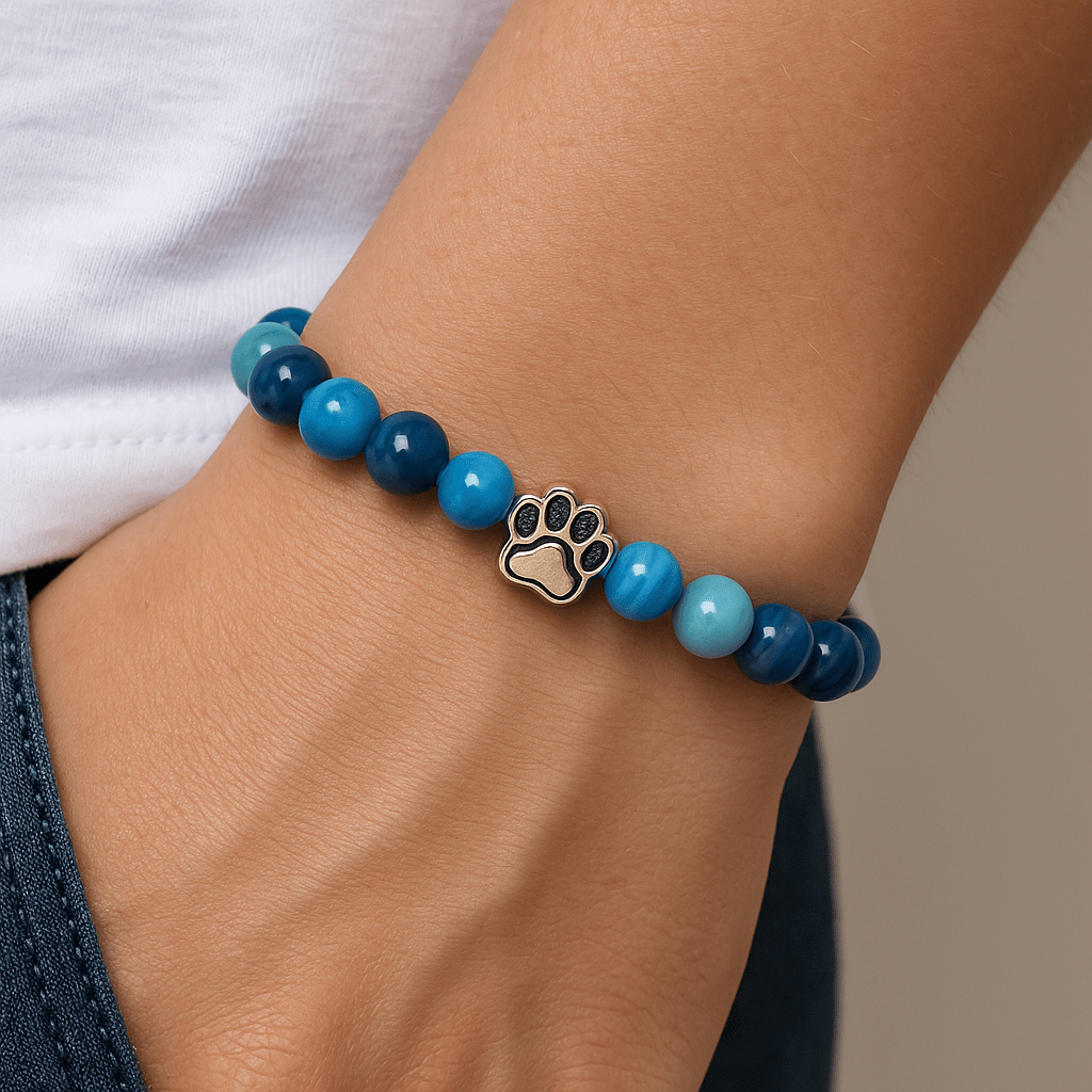 PawZee Azure Agate Paw Print Charm Bracelet - Che Cose Belle