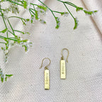 Peace Bar Earrings Recycled Brass Bombshell Handcast Cambodia Artisan Gift