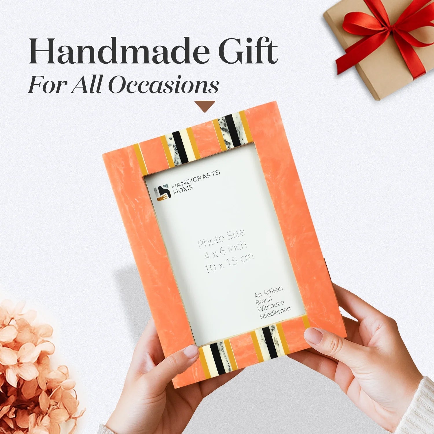 Peach Resin Inlay Picture Frame - Ink Marble Design in 4x6 & 5x7 - Che Cose Belle