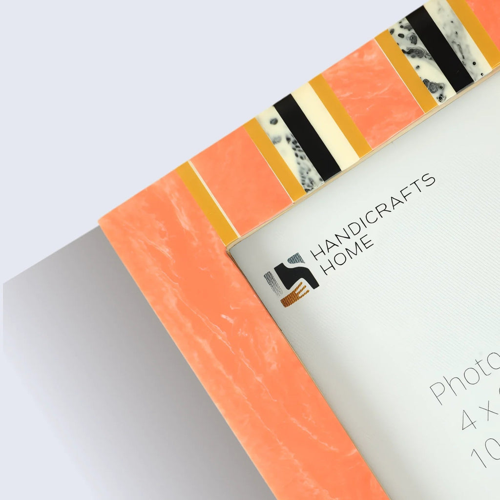 Peach Resin Inlay Picture Frame - Ink Marble Design in 4x6 & 5x7 - Che Cose Belle