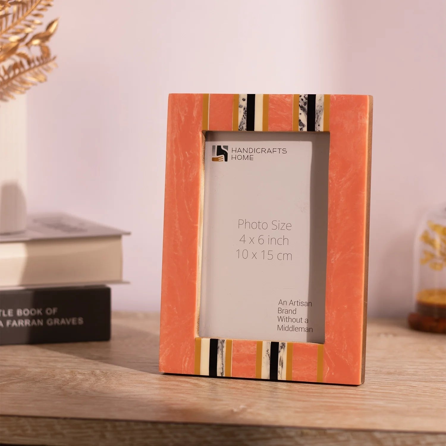 Peach Resin Inlay Picture Frame - Ink Marble Design in 4x6 & 5x7 - Che Cose Belle