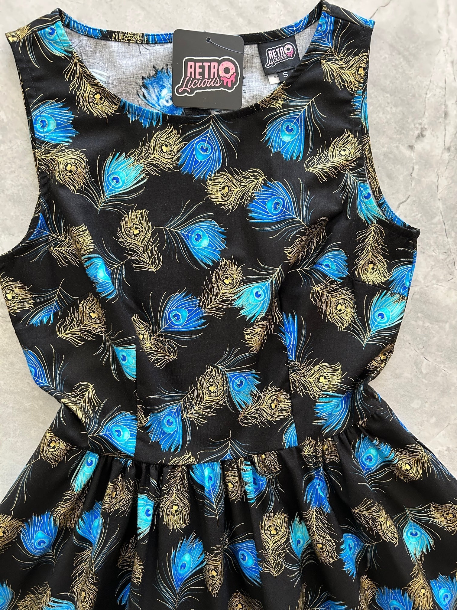 Peacock Feathers Vintage Dress - Che Cose Belle